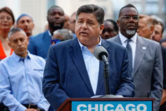 Donald Trump speaking at a rally about law and order policies