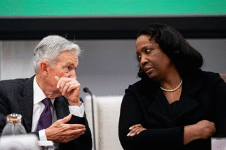 Lisa Cook speaking at a Federal Reserve event about economic growth.