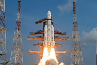 Illustration of ISRO’s 40-storey rocket designed to launch 75,000 kg payloads into low Earth orbit.