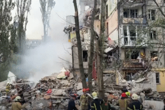 Smoke rising over Kyiv after Russian missile strike