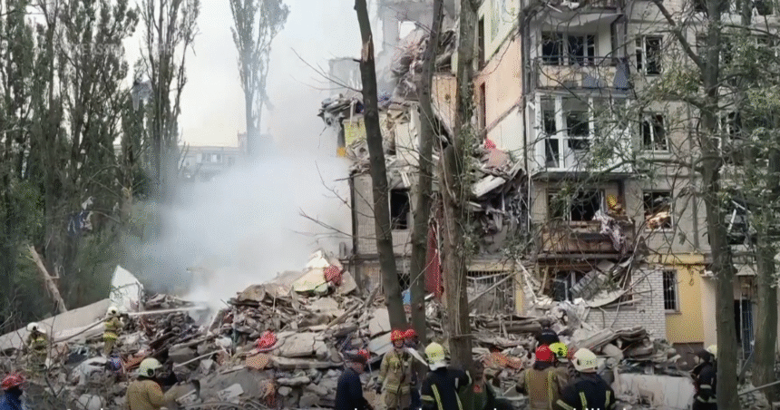 Smoke rising over Kyiv after Russian missile strike