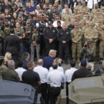 Armed National Guard troops patrolling near the U.S. Capitol during Trump’s crime crackdown in Washington, D.C.
