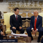 Donald Trump speaking at the White House before meeting South Korean President Lee Jae Myung.